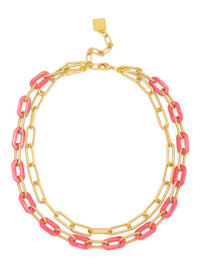 Marbled Resin Link Layered Collar Necklace