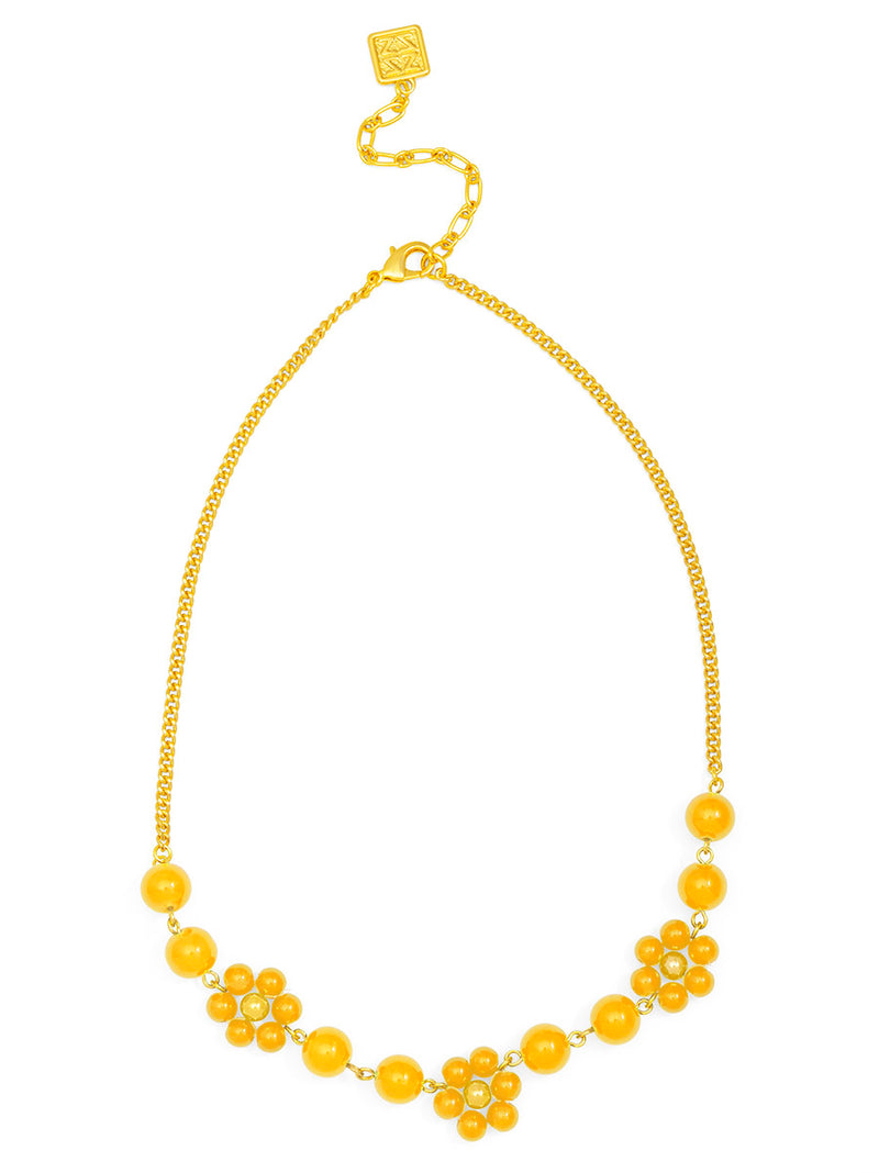 Glassbead Flower Collar Necklace