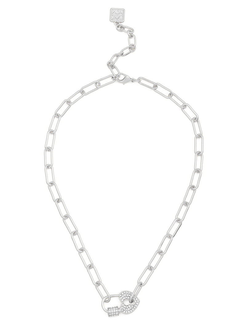 Pavé Heart Lock Chain Short Necklace