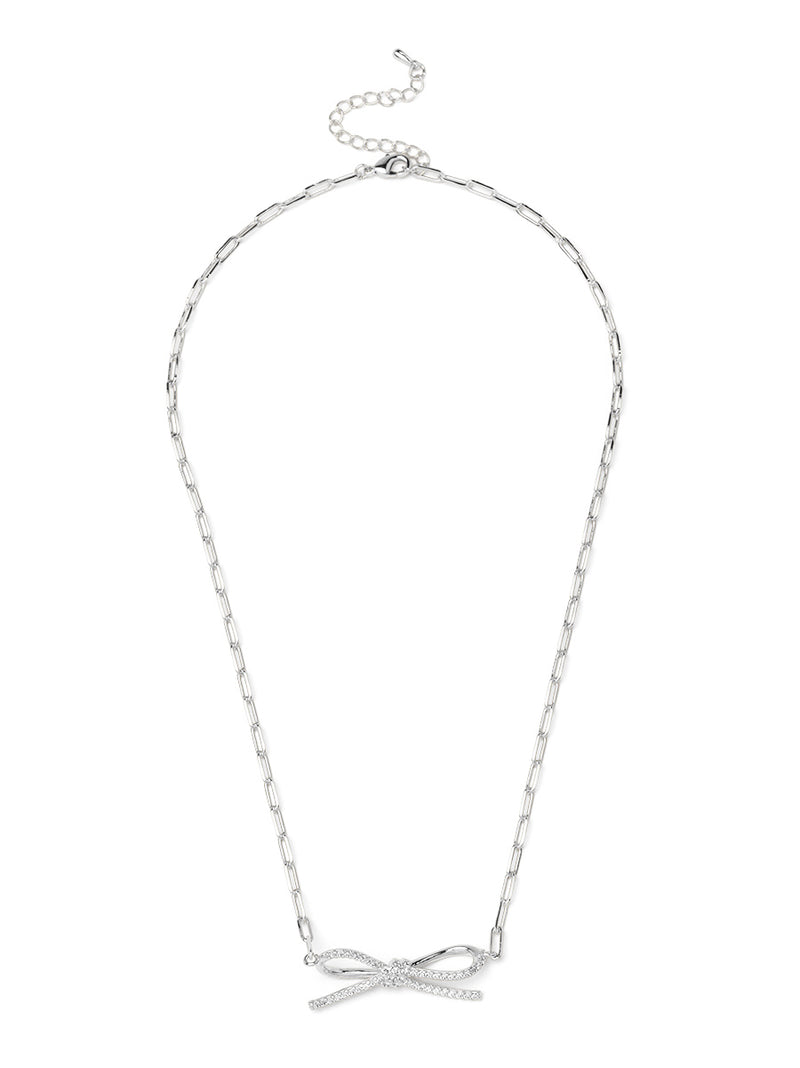 Pavé Bow Charm Short Necklace