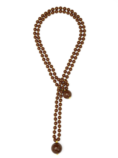 Double Resin Beaded Long Lariat Necklace