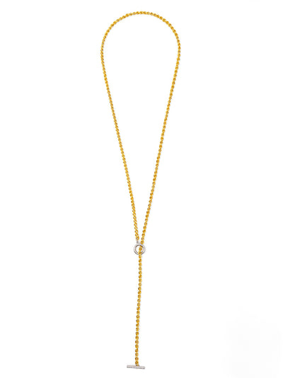 2-in-1 Two-Tone Chain Lariat Long Necklace