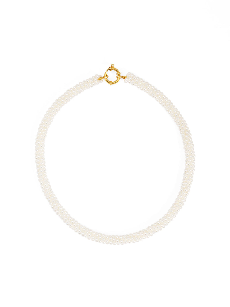 Woven Pearl Short Necklace