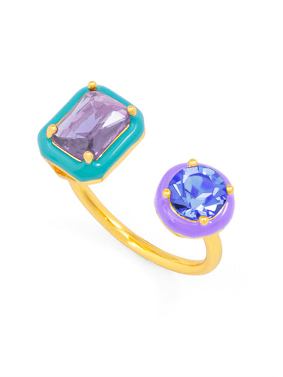 Enamel and Crystal Adjustable Ring