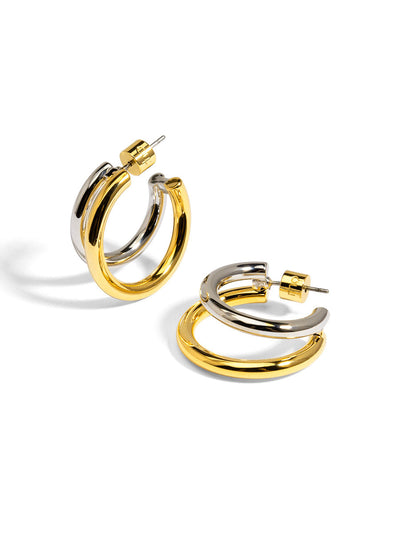 Small Two-Tone Open Hoop Earring | ZENZII Wholesale Jewelry