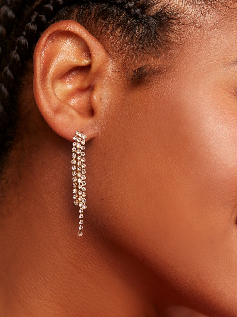 Crystal 3-Tier Linear Drop Earring
