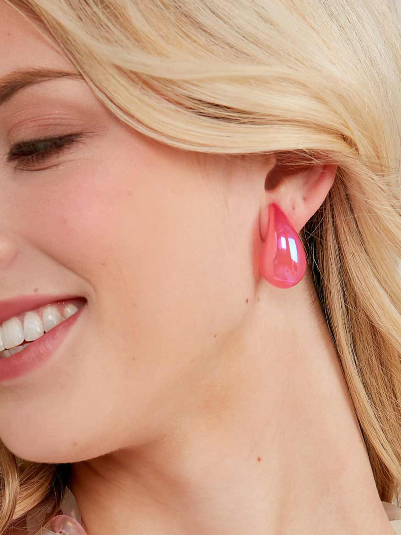 Iridescent Resin Crescent Stud Earring