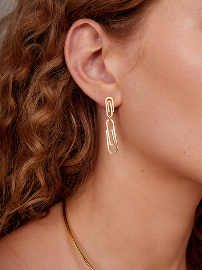 Doube Paperclip Drop Earring