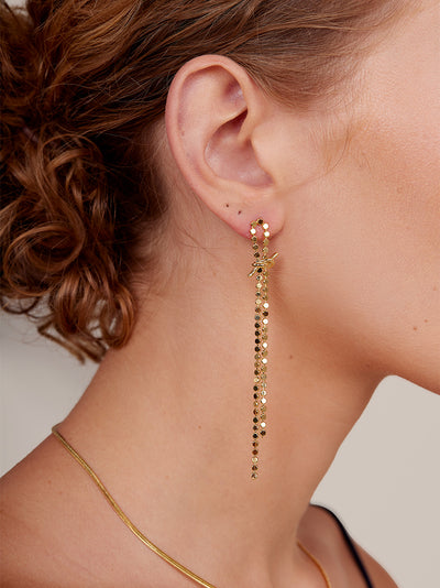 Knotted Ball Chain Cascade Drop Earring