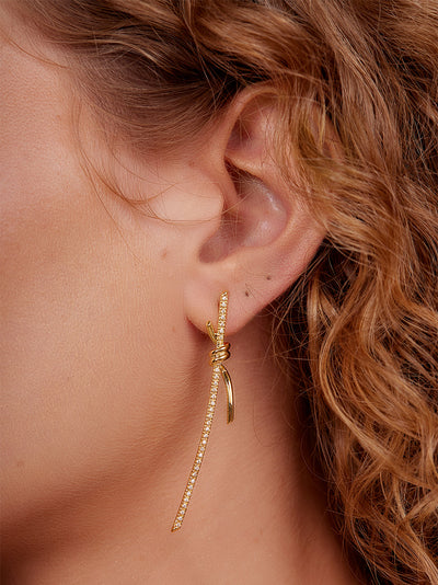 Pavé Knotted Criss Cross Drop Earring