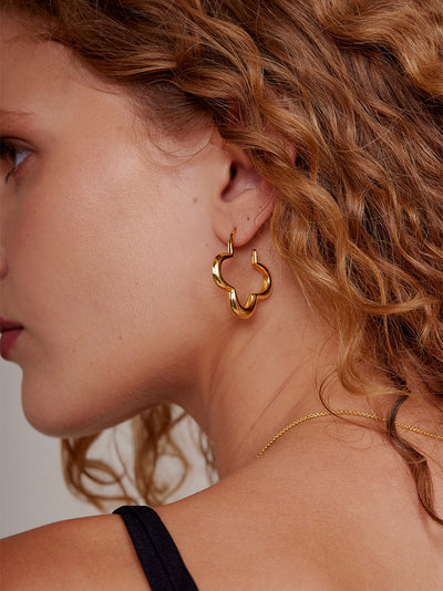 Clover Metal Hoop Earring