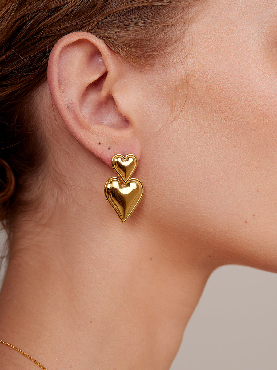 [Golden dew] 韓国☆18K Gold☆Open Your Heart 3 Earrings Golden dew] 韓国☆18K Gold☆Tiamo 3 Hoop Earrings (GOLDEN