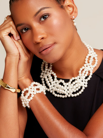 Woven Pearl Collar Necklace