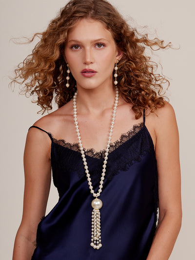 Pearl Tassle Long Necklace