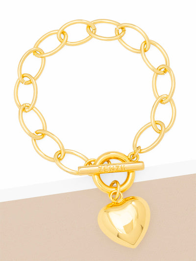 Puffed Heart Oval Links Bracelet
