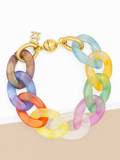 Resin Mixed Colorway Curb Chain Bracelet