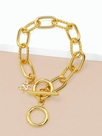 Oval and Rope Chain Toggle Bracelet