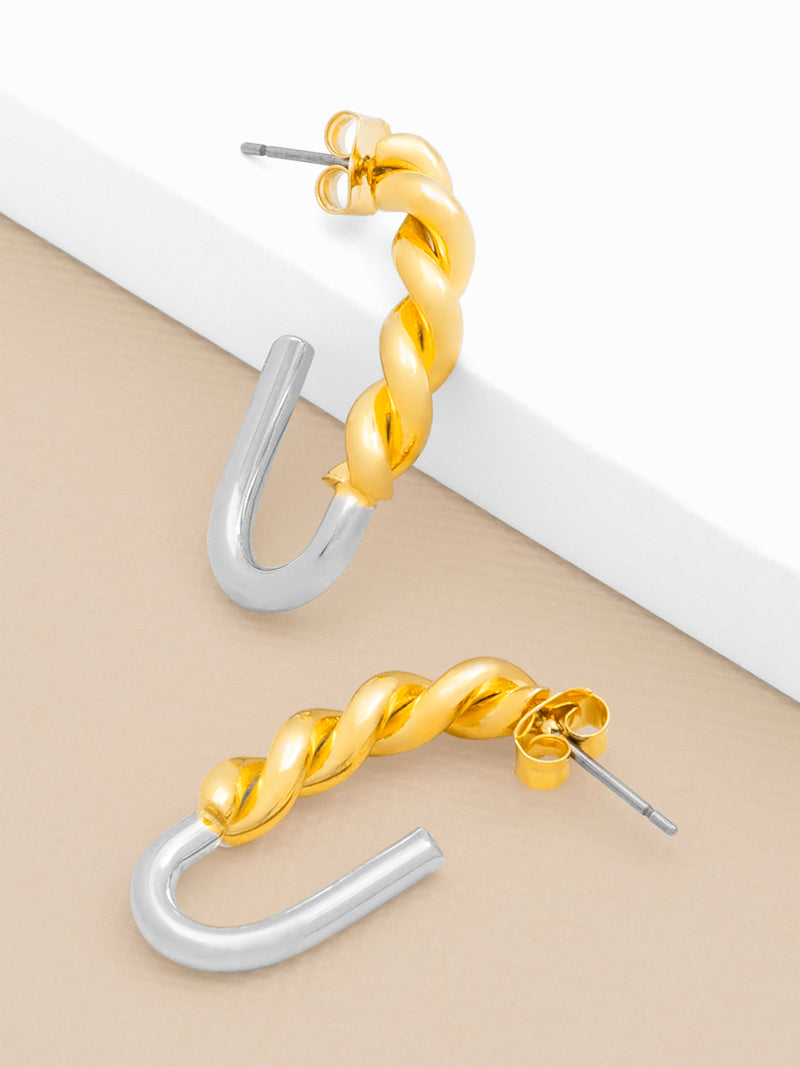 Two-Tone Braided Hook Earring
