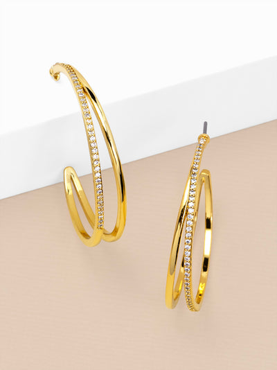 Pave Double Hoop Earrings