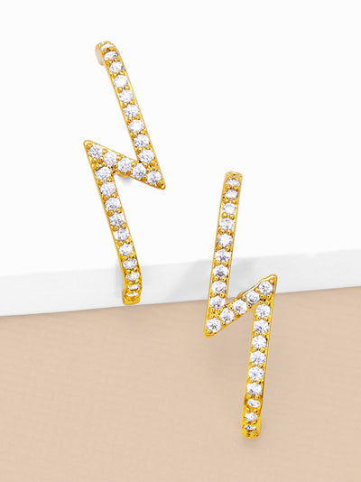 Pave Lightning Bolt Stud Earring