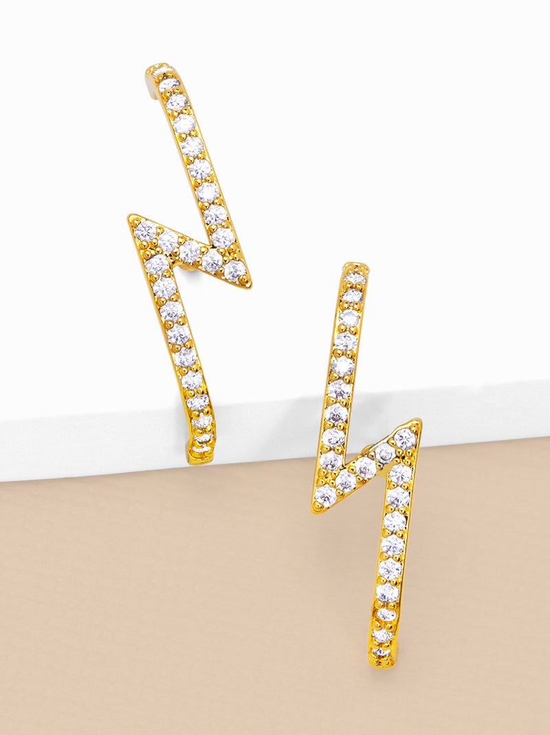 Pave Lightning Bolt Stud Earring