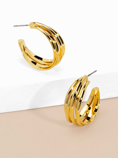 Ribbed Texture Hoop Earring