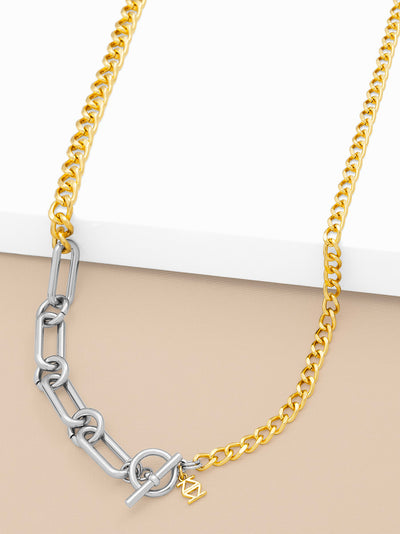 Two-Tone Mixed Links Long Necklace