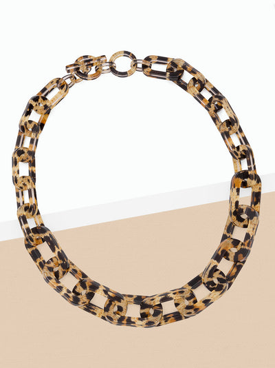 Resin Leopard Link Collar Necklace