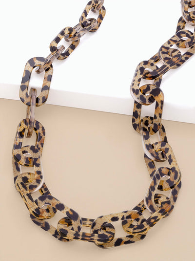 Resin Leopard Link Long Necklace