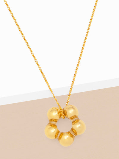 Lucite Covered Flower Charm Chain Necklace