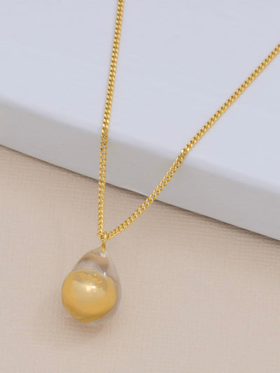 Lucite Covered Bead Pendant Chain Collar Necklace