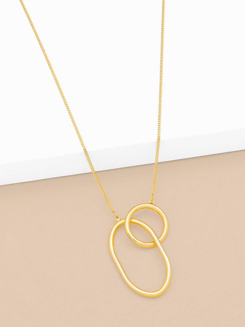 Ellipsis and Circle Charm Long Necklace