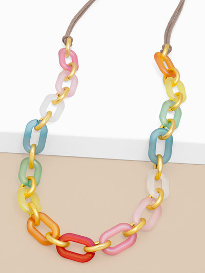 Multi-Color Resin Oval Links Long Necklace