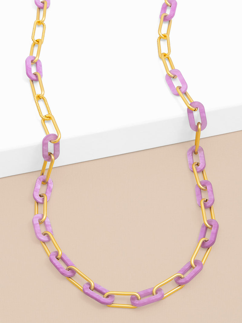 Marbled Resin Link Paperclip Chain Long Necklace