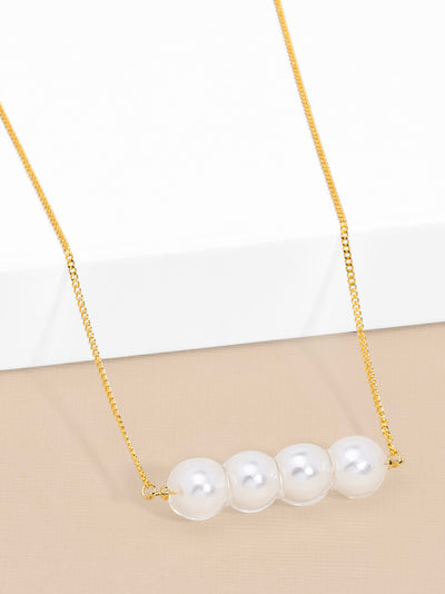 Lucite Covered Pearl Beads Collar Necklace