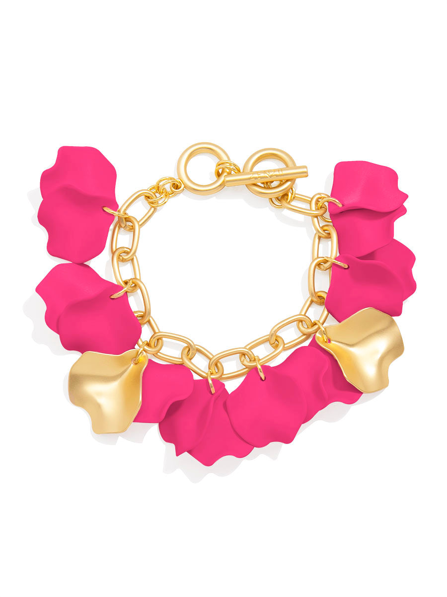 Resin and Metal Petal Link Bracelet | ZENZII Wholesale Jewelry