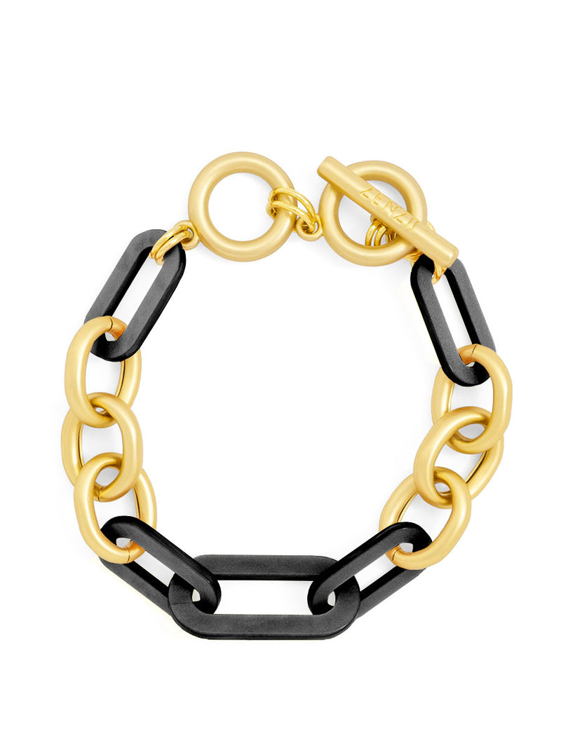 Metal and Resin Link Toggle Bracelet