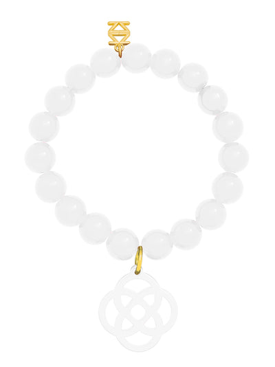 Glassbead Bracelet with Resin Quatrefoil Charm