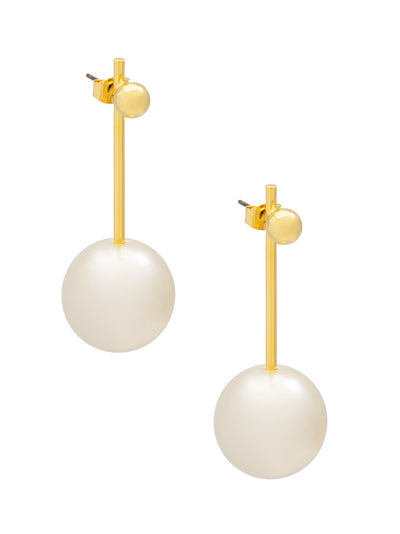 Gold Bead and Pearl Drop Earring
