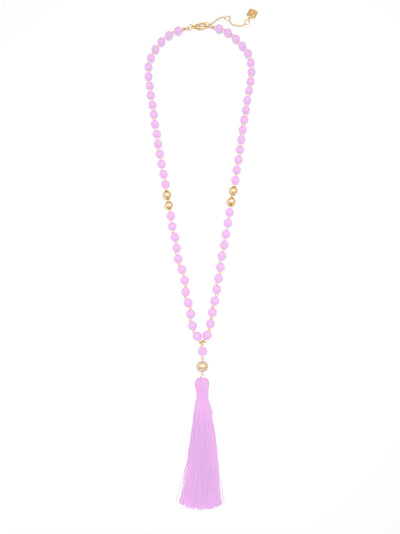 Matte Beaded Necklace with Tassel