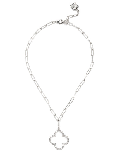 Pave Quatrefoil Charm Collar Necklace