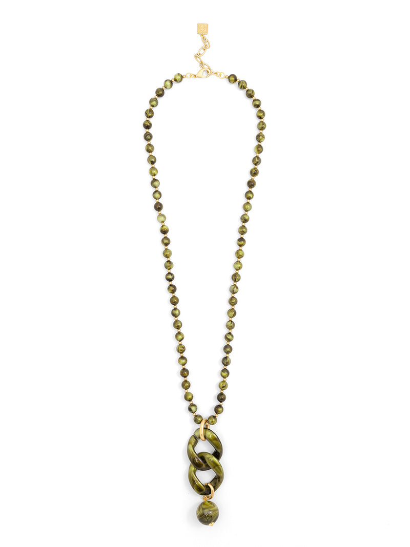 Embellished Iridescent Beaded Long Necklace