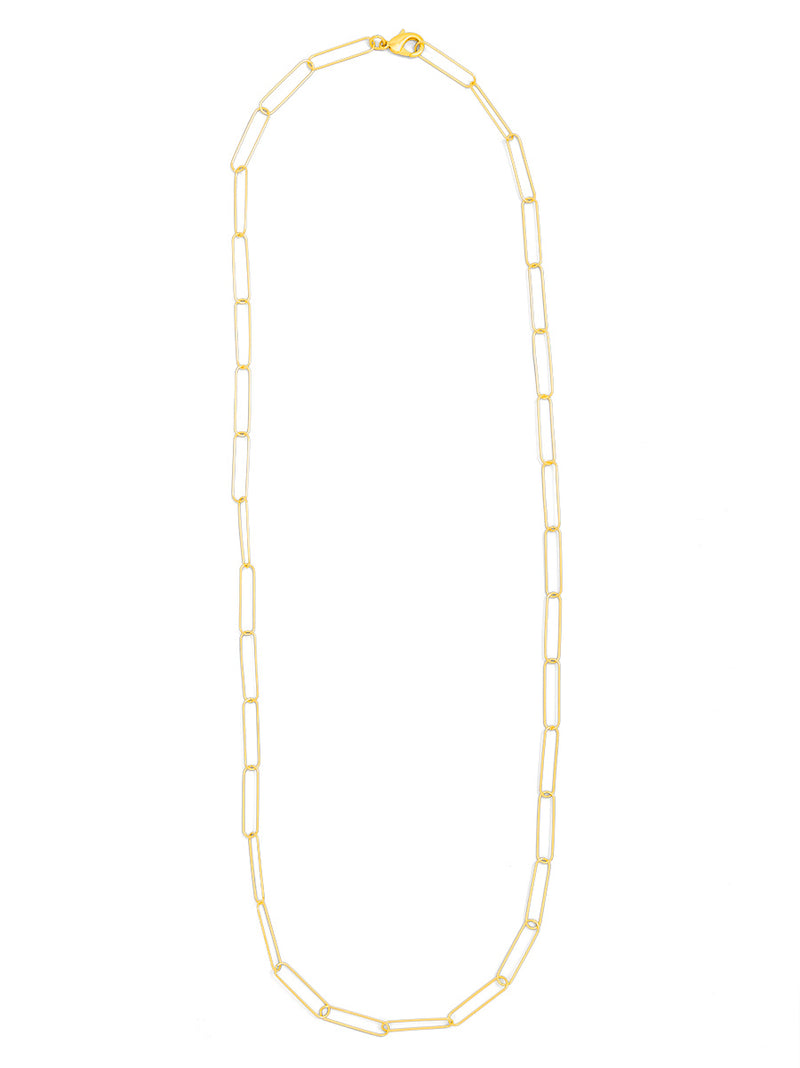 Elongated Paperclip Links Long Necklace