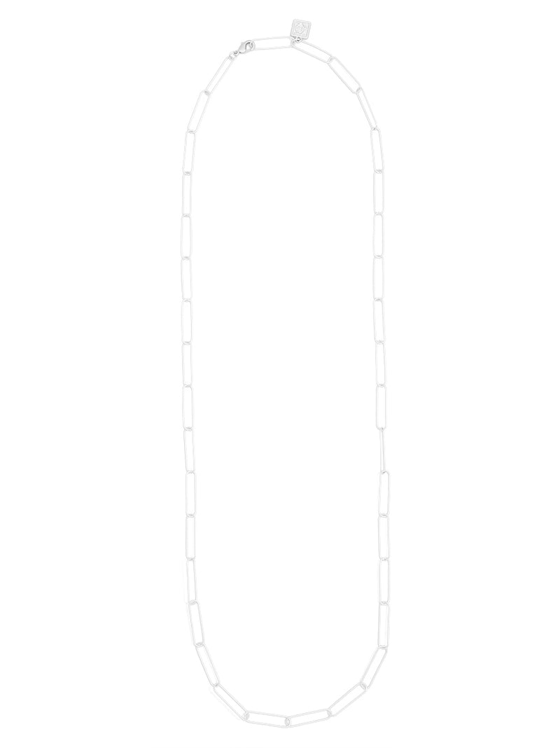 Elongated Paperclip Links Long Necklace