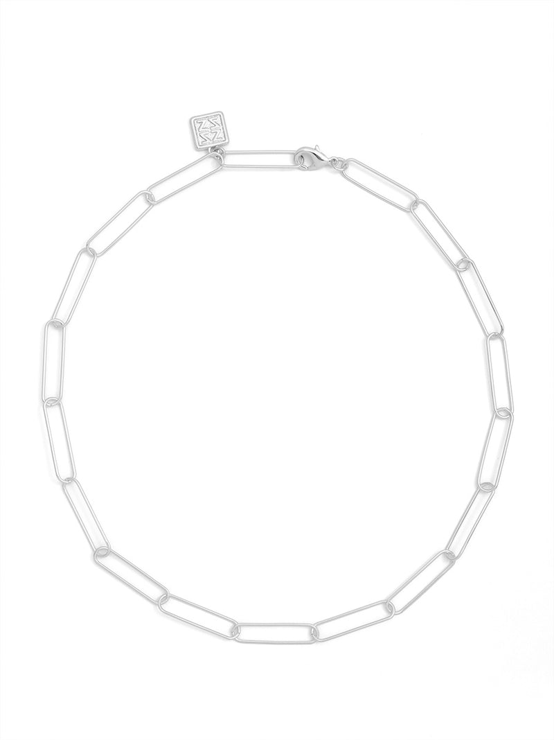 Elongated Paperclip Links Short Necklace