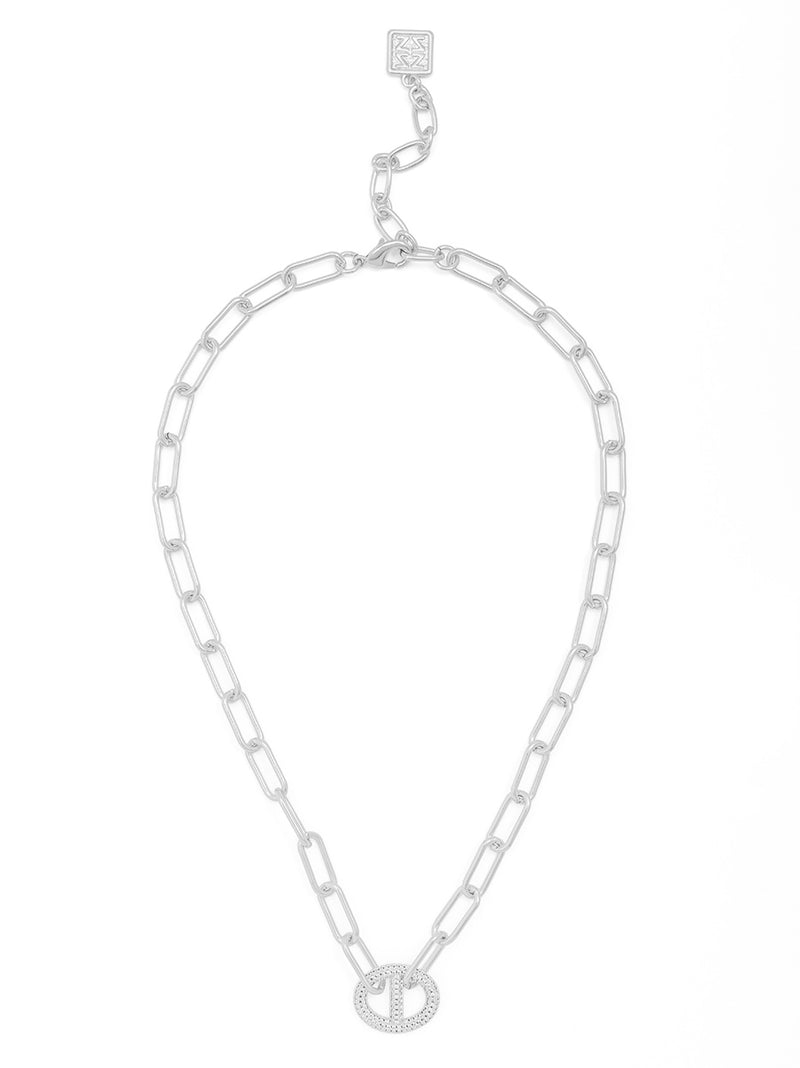 Pav√© Mariner Link Paperclip Collar Necklace