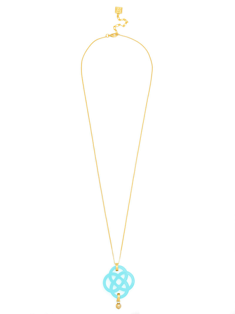 Dainty Chain Long Necklace with Quatrefoil Pendant 