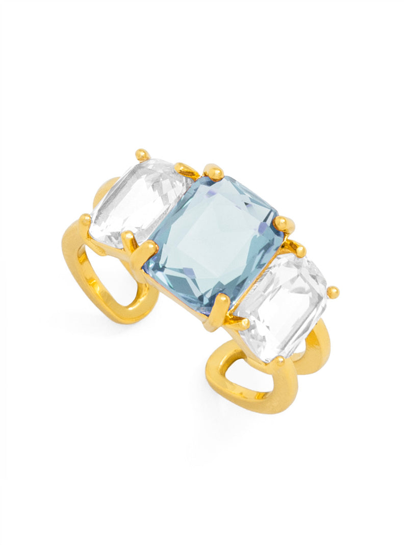 Three Crystal Adjustable Ring