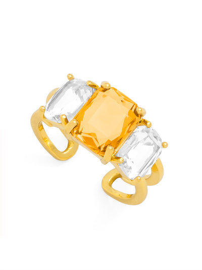 Three Crystal Adjustable Ring