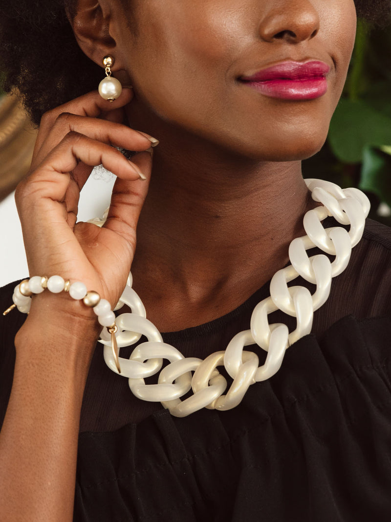 Iridescent Curb Chain Collar Necklace